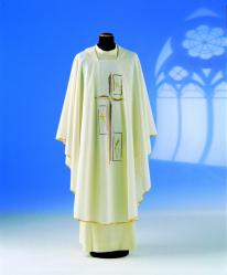  \"Modern Cross\" Chasuble - Misto Lana Fabric - 45% Wool/55% Poly 