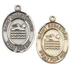  St. Christopher/Swimming Oval Neck Medal/Pendant Only 