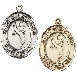  St. Christopher/Martial Arts Oval Neck Medal/Pendant Only 