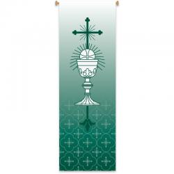  Green Printed Inside Banner - Eucharist Motif - Deco Fabric 