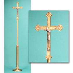  High Polish Finish Bronze Floor Processional Crucifix: 7130 Style - 83\" Ht 