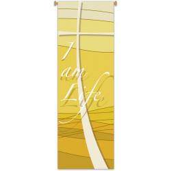  Yellow Printed Banner - \"I Am Life\" - Deco Fabric 