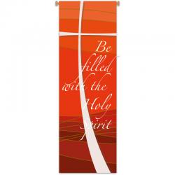  Red Printed Banner - \"Be Filled With The Holy Spirit\" - Deco Fabric 