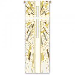  White Printed Banner - Cross Motif - Deco Fabric 