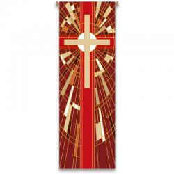  Red Printed Banner - Cross Motif - Deco Fabric 