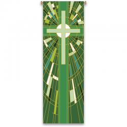  Green Printed Banner - Cross Motif - Deco Fabric 