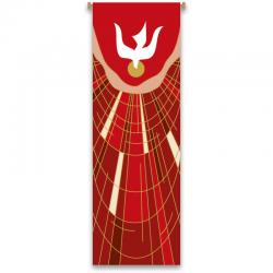  Red Printed Inside Banner - Holy Spirit Motif - Deco Fabric 