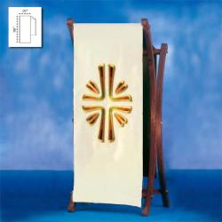  \"Cross\" Lectern Cover - Lana Barre Oro Style Fabric - 95% Wool/5% Gold Thread 