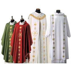  \"Grapes/Vine/Chi Rho\" Chasuble - Misto Lana Fabric - 45% Wool/55% Poly 