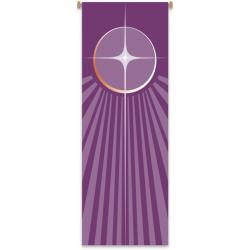  Purple Printed Inside Banner - Christmas Star Motif - Deco Fabric 