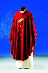  \"Dove/Flames\" Chasuble - Misto Lana Fabric - 45% Wool/55% Poly 