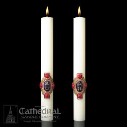  Complementing Altar Candles, Christ Victorious 1-1/2 x 17, Pair 