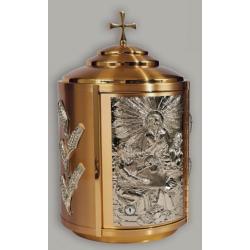  High Polish Finish w/Nickel Accents \"Road To Emmaus\" Bronze Tabernacle: 8176 Style - 20\" Ht 