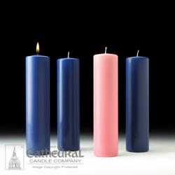  Advent Pillar Stearine SHE 3 x 12, 3 Sarum Blue, 1 Rose 