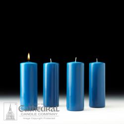  Advent Pillar Stearine 3 x 8 SHE, 4 Blue 