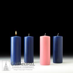  Advent Pillar Stearine 3 x 8 SHE, 3 Sarum Blue, 1 Rose 