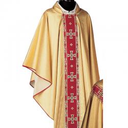  \"Gold\" Chasuble Without Collar - Central Banding - Primavera Fabric - 100% Poly 