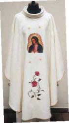  \"Our Lady of Guadalupe\" Chasuble - Ivory Misto Lana Fabric - 45% Wool/55% Poly 