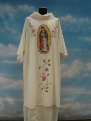  \"Our Lady of Guadalupe\" Dalmatic - Ivory Misto Lana  Fabric - 45% Wool/55% Poly 