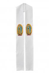  Pure-White Overlay Stole - Our Lady of Guadalupe - 100% Polyester 