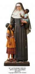  St. Katharine Drexel w/Two Children Statue in Fiberglass, 36\" - 60\"H 