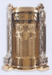  Combination Finish Bronze \"Sanctus & IHS\" Tabernacle Without Dome - 30\" Ht 