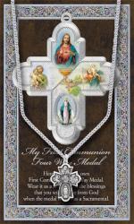  GENUINE PEWTER COMMUNION 4 WAY MEDAL 