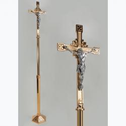  Satin Finish Bronze Processional Crucifix: 9942 Style - 84\" Ht 