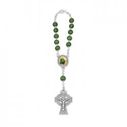  ST. PATRICK GLASS BEAD AUTO ROSARY 