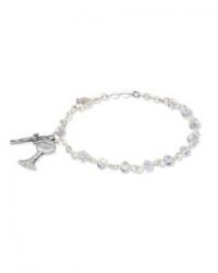  FIRST COMMUNION CRYSTAL ROSARY BRACELET 