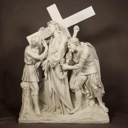  Crucifixion Group Statues w/Baroque Cross in Linden Wood, 18\"H 