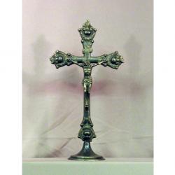  Standing Antiqued Brass Crucifix, 14\" 