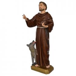  St. Francis of Assisi w/Wolf Statue in Resin/Marble Composite - 48\"H 