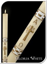  Gloria White Paschal Candle 4\" x 48\" 