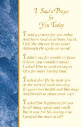  I Said a Prayer for You Today Holy Card 