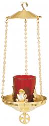  Hanging Votive Lamp - Two-Tone Brass - 11\" Ht 