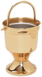  Holy Water Container/Pot & Sprinkler - Polished Bronze 