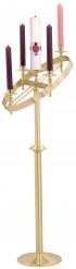  Church Standing Advent Wreath - Brass - 48\" to 55\" Tilted Ht - 21\" Dia 