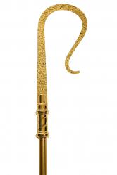  Bishop Crozier/Staff - Satin Brass - Polished Decorative Nodes - 71\" Ht 