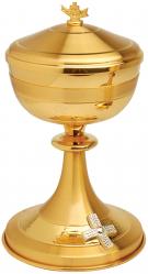  Traditional Ciborium - Silver Cross - 200 Host - 9\" Ht 