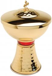  Traditional Ciborium - Red Node - 160 Host - 6 3/4\" Ht 