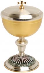  Traditional Ciborium - Gold/Silver - 300 Host - 7 5/8\" Ht 