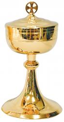  Traditional Ciborium - \"Hoc est enim Corpus meum\" - 400 Host - 9 1/4\" Ht 