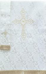  Tudor Rose or Ely Fabric Pulpit Hanging Only - Cross & Gold Fringe 