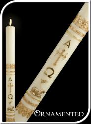  Ornamented 51% Beeswax Paschal Candle 2\" x 28\" 