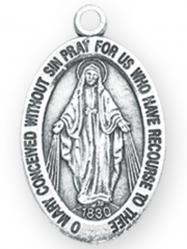  PEWTER MIRACULOUS MEDAL ROUND PENDANT 