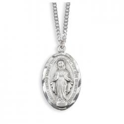  PEWTER MIRACULOUS MEDAL OVAL PENDANT 