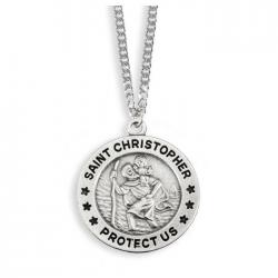  PEWTER ST. CHRISTOPHER ROUND PENDANT 