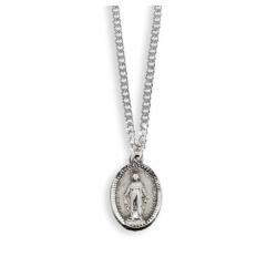  PEWTER MIRACULOUS MEDAL OVAL PENDANT 