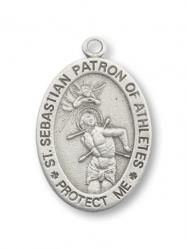  PEWTER ST. SEBASTIAN OVAL PENDANT (2 PC) 